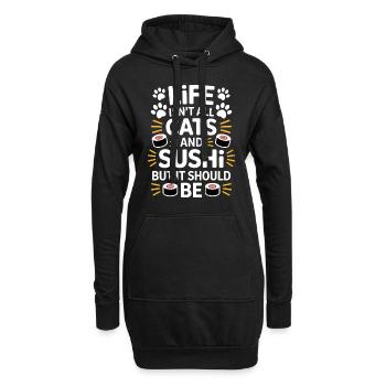 Sushi Katzen Japan Lustiges Kawaii Sushi Geschenk - Hoodie-Kleid - Schwarz - Vorne