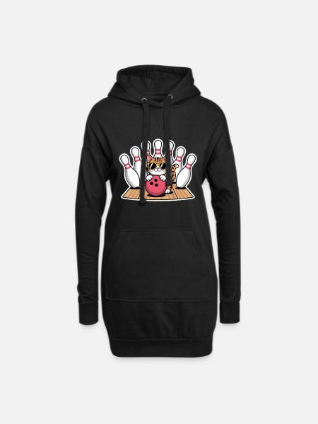 Bowling Spruch Katzen Lustiges Bowling Geschenk - Hoodie-Kleid - Schwarz