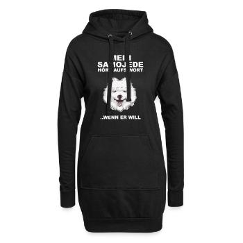 Samoyede écoute la parole quand il veut Saojeden - Sweat-shirt à capuche long Femme - noir - Devant