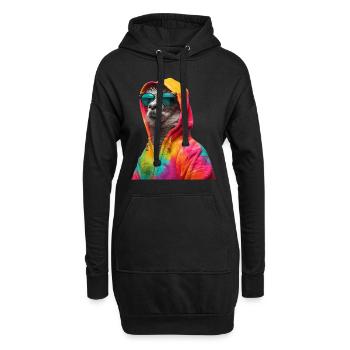 Lama avec lunettes de soleil Lama coloré en Alpaga frais - Sweat-shirt à capuche long Femme - noir - Devant