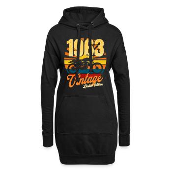 Motorrad Jahrgang 1963 Geburtstag 60 Jahre Biker - Hoodie-Kleid - Schwarz - Vorne