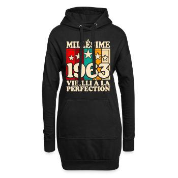 Millésime 1963 Fête 60 Ans Anniversaire - Sweat-shirt à capuche long Femme - noir - Devant