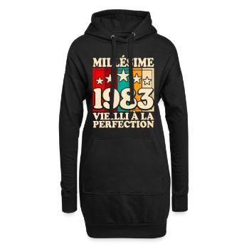 Millésime 1983 Fête 40 Ans Anniversaire - Sweat-shirt à capuche long Femme - noir - Devant