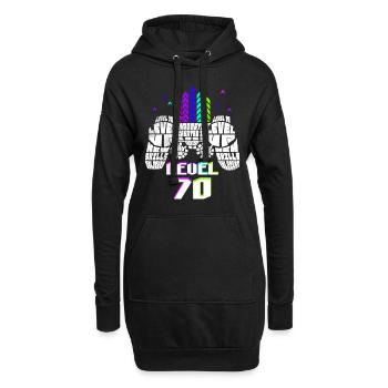 Geek Niveau 70 Anniversaire Gamer 70 Ans - Sweat-shirt à capuche long Femme - noir - Devant