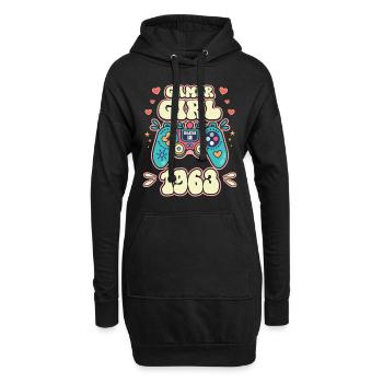 Geek Girl Level 60 Geburtstag Gamer 60 Jahre - Hoodie-Kleid - Schwarz - Vorne