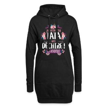 Tata Qui Déchire 100% Authentique Tante Tatie - Sweat-shirt à capuche long Femme - noir - Devant