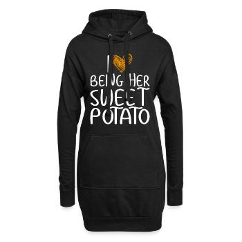 J'aime Être Sa Patate Douce Couple Thanksgiving - Sweat-shirt à capuche long Femme - noir - Devant