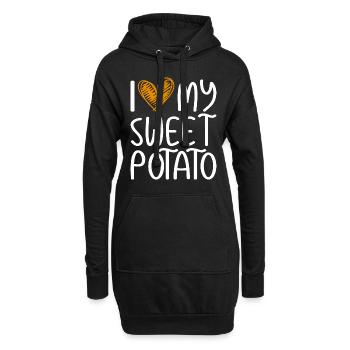 J'aime Ma Patate Douce Couple Thanksgiving - Sweat-shirt à capuche long Femme - noir - Devant
