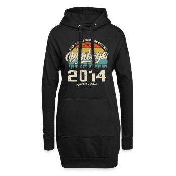 Vintage Retro Stil Jubiläumsgeschenk 2014 - Hoodie-Kleid - Schwarz - Vorne