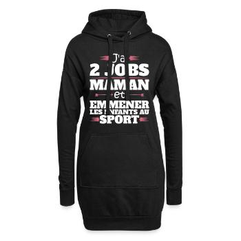 2 Jobs Maman Et Enfants Au Sport Humour Maman - Sweat-shirt à capuche long Femme - noir - Devant