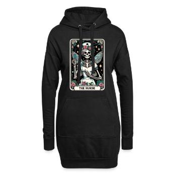 Skelett Karte Frau Krankenschwester - Hoodie-Kleid - Schwarz - Vorne