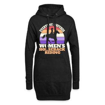 Retro Sport Damen Reiten - Hoodie-Kleid - Schwarz - Vorne