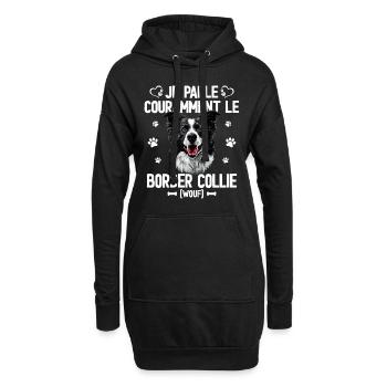 Parler Le Border Collie Humour Chien - Sweat-shirt à capuche long Femme - noir - Devant