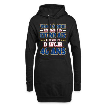 Supporter De Lyon Anniversaire 40 Ans - Sweat-shirt à capuche long Femme - noir - Devant