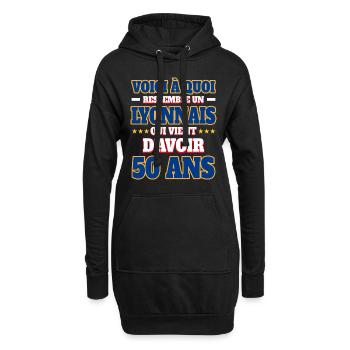 Supporter De Lyon Anniversaire 50 Ans - Sweat-shirt à capuche long Femme - noir - Devant