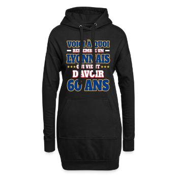 Supporter De Lyon Anniversaire 60 Ans - Sweat-shirt à capuche long Femme - noir - Devant