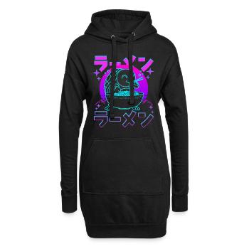 Rétro Kawaii Ramen Tortue De Mer - Sweat-shirt à capuche long Femme - noir - Devant