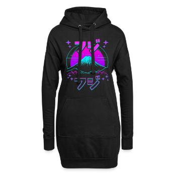 Retro Paysage Aesthétique Japonais - Sweat-shirt à capuche long Femme - noir - Devant