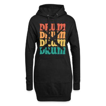 Batterie Vintage Musicien Batteur - Sweat-shirt à capuche long Femme - noir - Devant