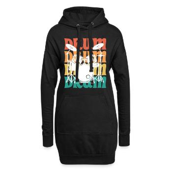 Batterie Vintage Musicien Batteur - Sweat-shirt à capuche long Femme - noir - Devant