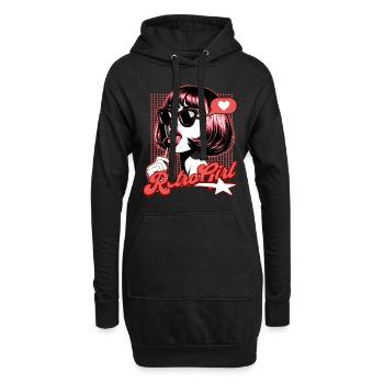 Vintage Damen Retro Glamour - Hoodie-Kleid - Schwarz - Vorne