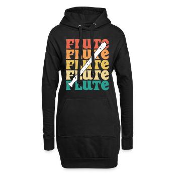 Flûte Vintage Musicien Flûtiste - Sweat-shirt à capuche long Femme - noir - Devant
