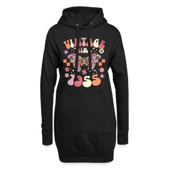 Retro Frau 70 Jahre Jubiläum 1955 - Hoodie-Kleid - Schwarz - Vorne