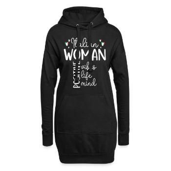 Fille Positive Femme Italienne - Sweat-shirt à capuche long Femme - noir - Devant