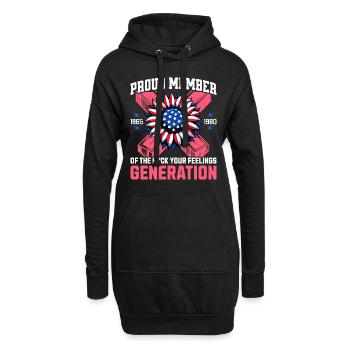 Fleur USA Humour Génération X - Sweat-shirt à capuche long Femme - noir - Devant
