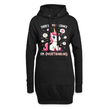 Einhorn denkt zu sarkastischen Humor - Hoodie-Kleid - Schwarz - Vorne