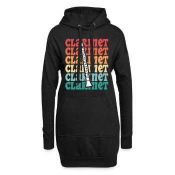 Vintage-Klarinetten-Klarinettistin - Hoodie-Kleid - Schwarz - Vorne