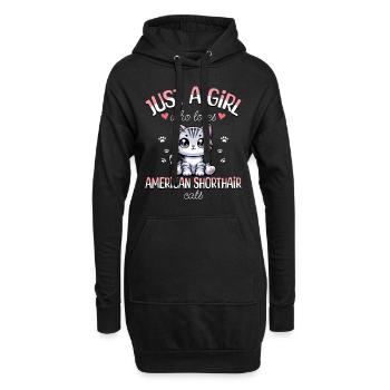 Fille Adore Chat American Shorthair - Sweat-shirt à capuche long Femme - noir - Devant