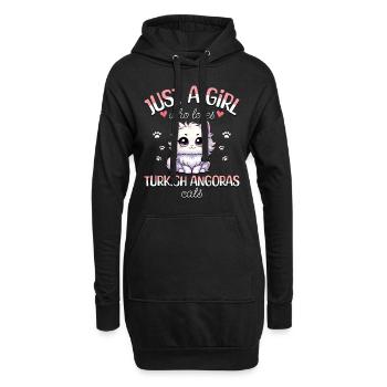 Fille Adore Chat Angora Turc - Sweat-shirt à capuche long Femme - noir - Devant