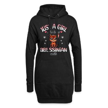 Fille Adore Chat Abyssin - Sweat-shirt à capuche long Femme - noir - Devant