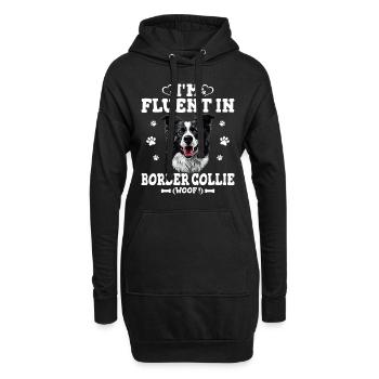 Parler Border Collie Humour Chien Border Collie - Sweat-shirt à capuche long Femme - noir - Devant