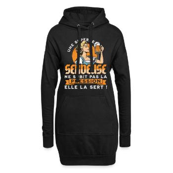 Bière Bar Barwoman Serveuse Humour - Sweat-shirt à capuche long Femme - noir - Devant