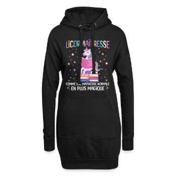 Licormaitresse Licorne Enseignante - Sweat-shirt à capuche long Femme - noir - Devant