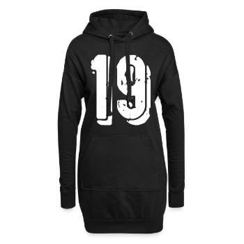 19 Zahl Trikot - Hoodie-Kleid - Schwarz - Vorne