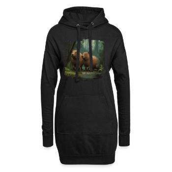 Capybaras capybara - Sweat-shirt à capuche long Femme - noir - Devant