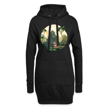 Singe Singe Jungle Nature Palm Montagnes - Sweat-shirt à capuche long Femme - noir - Devant