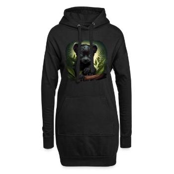 Schwarzer Baby Jaguar Wildkatze Afrika Wildnis - Hoodie-Kleid - Schwarz - Vorne