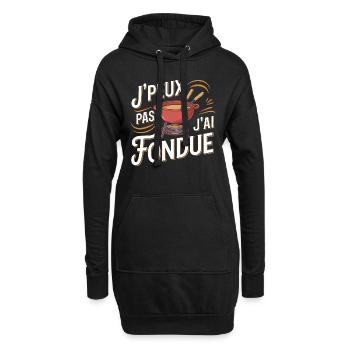 J'peux pas, j'ai fondue - Sweat-shirt à capuche long Femme - noir - Devant