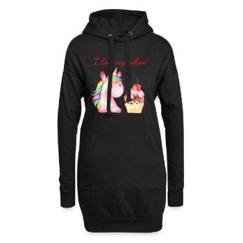J'adore les licornes licorne licorne - Sweat-shirt à capuche long Femme - noir - Devant