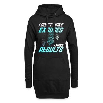Pas D'Excuses Des Résultats - Citation Inspirante - Sweat-shirt à capuche long Femme - noir - Devant