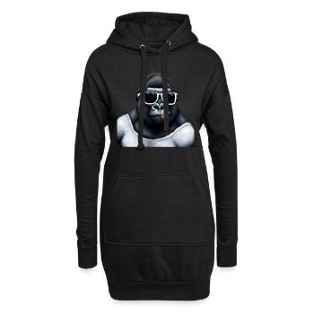 Grand gorille drôle avec des lunettes de soleil cool - Sweat-shirt à capuche long Femme - noir - Devant