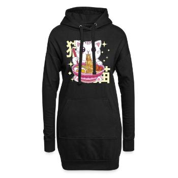 Ramen Katze Kawaii Nudeln Japanische Ramen Katze - Hoodie-Kleid - Schwarz - Vorne