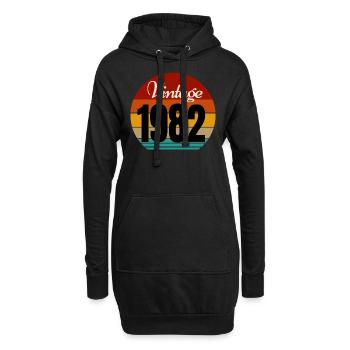 Jahrgang 1982 - Hoodie-Kleid - Schwarz - Vorne