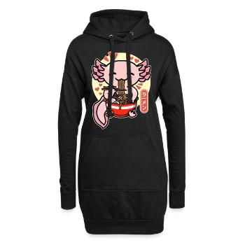 Axolotl ramen sunset japon - Sweat-shirt à capuche long Femme - noir - Devant