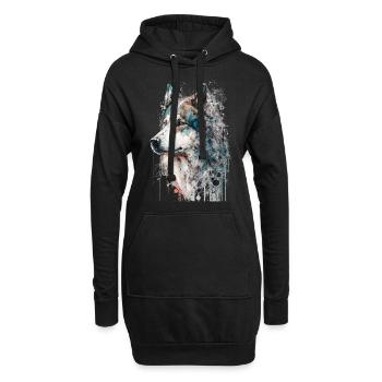 Husky sibérien 03 - Sweat-shirt à capuche long Femme - noir - Devant
