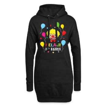 Helau Narr Narren Clown Kostüm Karneval lustig - Hoodie-Kleid - Schwarz - Vorne